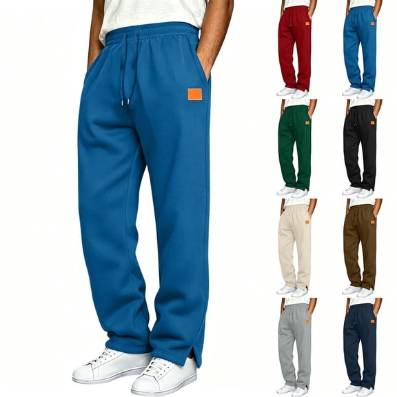 CBASIHI Mens Straight Leg Sweatpants with Pockets Casual Athletic Elastic Waist Drawstring Comfy Track Pants Blue S-3XL