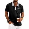 thumbnail image 1 of CBASIHI Mens Waffle Knit Polo Shirts with Key Pocket- Casual Button Down Collar Short Sleeve Performance Summer Lightweight T-Shirt for Men Black Size S-3XL, 1 of 8