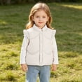 thumbnail image 1 of CBASIHI Toddler Girls Ruffle Sleeve Vests Fall Winter Cute Casual Lightweight Stand Collar Sleeveless Warm Jacket White 2T, 1 of 8