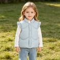 thumbnail image 1 of CBASIHI Toddler Girls Ruffle Sleeve Vests Lightweight Stand Collar Fall Winter Cute Casual Sleeveless Warm Jacket Light Blue 5T, 1 of 8