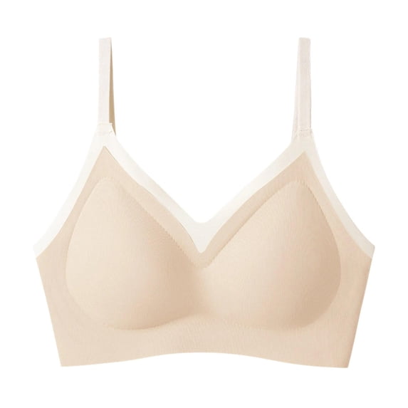 CBASIHI Wireless Triangle Bras for Women- Adjustable Thin Straps Contrast Trim Breathable Mesh Seamless Push Up Supportive Everyday Bras Gray Size 2XL