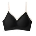 thumbnail image 1 of CBASIHI Wireless Triangle Bras for Women- Breathable Mesh Contrast Trim Seamless Adjustable Thin Straps Push Up Supportive Everyday Bras Black Size XL, 1 of 5