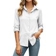 thumbnail image 1 of CBASIHI Womens Cotton Linen Button Down Shirts- Collared Casual Lightweight Loose Fit Long Sleeve Fall Tops White Size S, 1 of 9