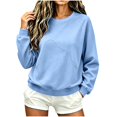 thumbnail image 1 of CBASIHI Womens Crew Neck Sweatshirts with Pockets- Casual Long Sleeve Oversized Fall Pullover Top Light Blue Size L, 1 of 6