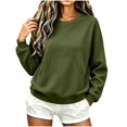 thumbnail image 1 of CBASIHI Womens Crew Neck Sweatshirts with Pockets- Oversized Long Sleeve Fall Casual Pullover Top Army Green Size L, 1 of 6