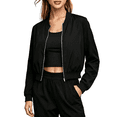 thumbnail image 1 of CBASIHI Womens Cropped Bomber Jackets- Lightweight Casual Fall Hiking Traveling Long Sleeve Waterproof Windbreaker Jackets Black Size S-2XL, 1 of 9