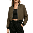 thumbnail image 1 of CBASIHI Womens Cropped Bomber Jackets- Lightweight Long Sleeve Fall Hiking Traveling Casual Waterproof Windbreaker Jackets Brown Size S, 1 of 9