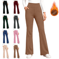thumbnail image 1 of CBASIHI Womens Flare Leggings with Pockets Stretchy Elastic Waist Workout Fleece Lined Yoga Pants Khaki XL, 1 of 9