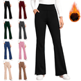 thumbnail image 1 of CBASIHI Womens Flare Leggings with Pockets Workout Elastic Waist Stretchy Fleece Lined Yoga Pants Black XL, 1 of 9