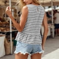 thumbnail image 1 of CBASIHI Womens Gingham Ruffle Hem Tank Tops- Sleeveless Summer Crew Neck Casual Trendy Relaxed Fit Ladies Shirts Gray Size S, 1 of 7