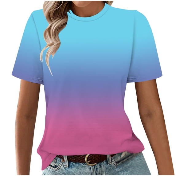 CBASIHI Womens Gradient Print T Shirts- Casual Summer Fashion Short ...