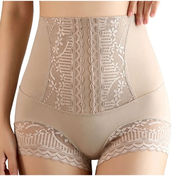 CBASIHI Womens Lace Shapewear Shorts for Tummy Control- High Waist Anti Chafing Butt Lifting Stretch Smooth Boyshort Underwears Gold Size L