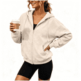 thumbnail image 1 of CBASIHI Womens Oversized Zip Up Hoodies- Gym Fall Casual Lounge Drop Shoulder Kangaroo Pocket Long Sleeve Sweatshirts Khaki Size XL, 1 of 9