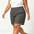thumbnail image 1 of CBASIHI Womens Plus Size Shorts with Pockets- High Waist Summer Casual Dressy Wide Leg Elastic Waist Cotton Linen Shorts Dark Gray Size L-5XL, 1 of 7