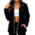 thumbnail image 1 of CBASIHI Womens Polar Fleece Jackets with Pockets- Fall Lightweight Long Sleeve Stand Collar Casual Loose Fit Zip Up Coats Black Size L, 1 of 5