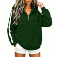thumbnail image 1 of CBASIHI Womens Quarter Zip Sweatshirts with Pocket Casual Athletic Loose Fit Long Sleeve Drop Shoulder Fall Workout Hoodie Army Green L, 1 of 8
