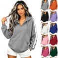 thumbnail image 1 of CBASIHI Womens Quarter Zip Sweatshirts with Pocket Casual Athletic Loose Fit Long Sleeve Drop Shoulder Fall Workout Hoodie Gray S-2XL, 1 of 8