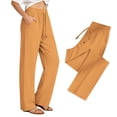 thumbnail image 1 of CBASIHI Womens Quick Dry Athletic Pants with Pockets- Summer Elastic Drawstring Waist Casual High Waisted Long Pants Yellow Size S, 1 of 7