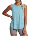 thumbnail image 1 of CBASIHI Womens Quick Dry Workout Tank Tops- Racer Back Loose Fit Breathable Crew Neck Gym Yoga Athletic Sleeveless Shirts Light Blue Size M, 1 of 6