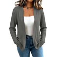 thumbnail image 1 of CBASIHI Womens Ribbed Cardigans with Pockets- Casual Long Sleeve Fall Lightweight Open Front Sweater Gray Size S-2XL, 1 of 7