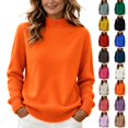 thumbnail image 1 of CBASIHI Womens Sweater Knitted Long Sleeve Casual Mock Neck Fall Sweater for Women Orange M, 1 of 7