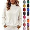 thumbnail image 1 of CBASIHI Womens Sweater Size S-2XL, Knitted Long Sleeve Casual Mock Neck Fall Sweater for Women White, 1 of 7