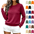 thumbnail image 1 of CBASIHI Womens Sweaters Casual Crew Neck Long Sleeve Pullover Fall Knit Tops M, 1 of 6