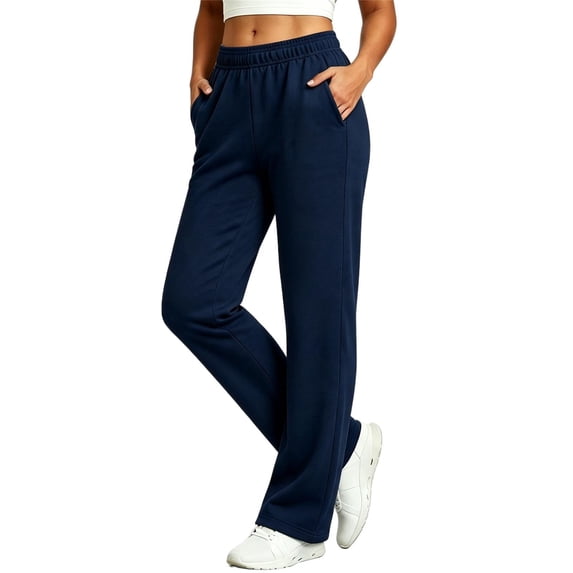 CBASIHI Womens Sweatpants with Pockets Elastic Waist Straight Leg Casual Athleisure High Waisted Pants for Women Navy S