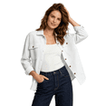 thumbnail image 1 of CBASIHI Womens Waffle Knit Long Sleeve Shackets- Oversized Lightweight Casual Fall Collared Button Down Shirt Jacket White Size L, 1 of 6