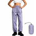 thumbnail image 1 of CBASIHI Womens Waterproof Hiking Pants with Zipper Pockets- Elastic Waist Stuff Sack Athletic Casual Packable Camping Cycling Wide Leg Pants Purple Size L, 1 of 8