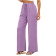 thumbnail image 1 of CBASIHI Womens Wide Leg Pants with Pockets- Summer Lace Hollow Out High Waist Drawstring Elastic Waist Flowy Palazzo Pants Purple Size S, 1 of 8