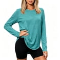 thumbnail image 1 of CBASIHI Womens Workout Tops Long Sleeve- Comfy Athletic Casual Loose Fit Yoga Gym Crew Neck T Shirts Sky Blue Size 2XL, 1 of 8