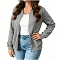 thumbnail image 1 of CBASIHI Womens Zip Up Jackets with Pockets- Loose Fit Fall Casual V Neck Long Sleeve Lightweight Sweatshirts Gray Size M, 1 of 8