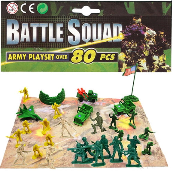 CBB Battle Squad Army Playset 1.75'' Plastic Military Figurine, 80 Count