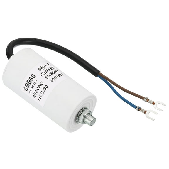 CBB60 12uf Running Capacitor,AC 450V U Terminal Wires 50/60Hz with M8 Screw for Washing Machine