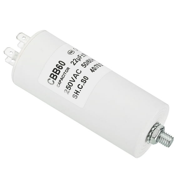 CBB60 22uf Running Capacitor,AC 250V 4 Pins 50/60Hz with M8 Screw for Washing Machine