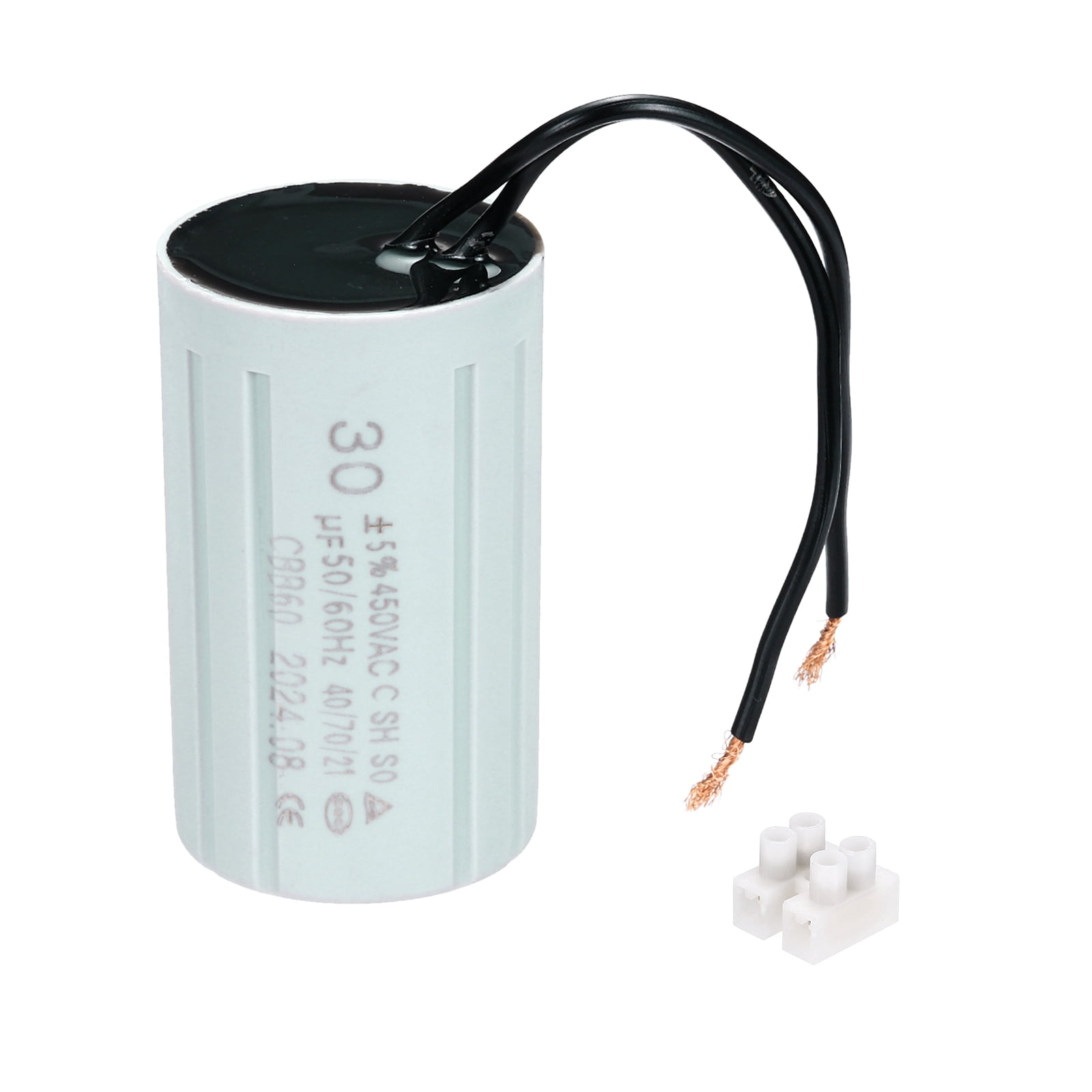 CBB60 30uF Running Capacitors, AC 450V 2 Wires 50/60Hz Cylinder 70x40mm,1Set