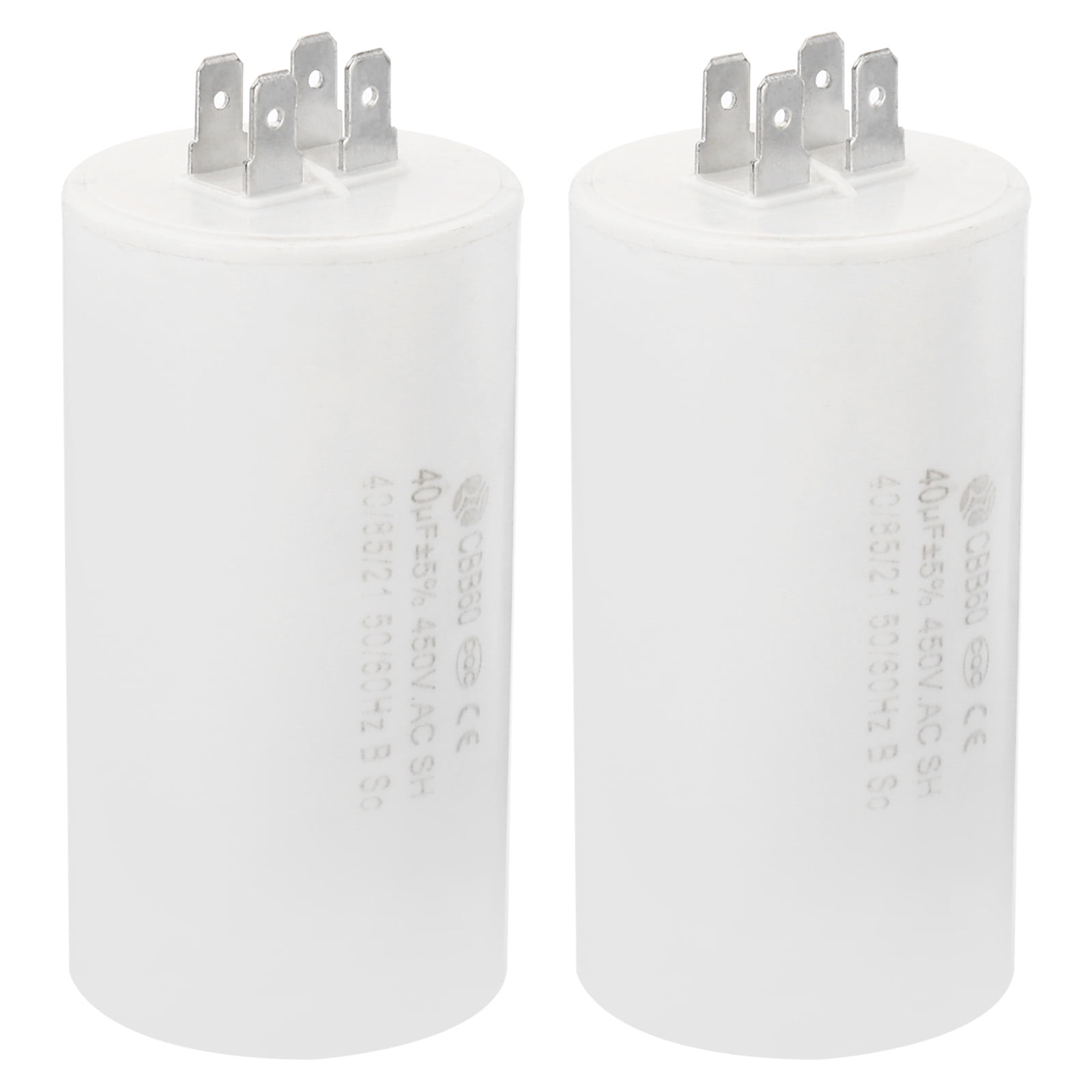 CBB60 40uF Running Capacitor,2pack AC450V 4 pins 50/60Hz Cylinder 1.95 x  3.71inch