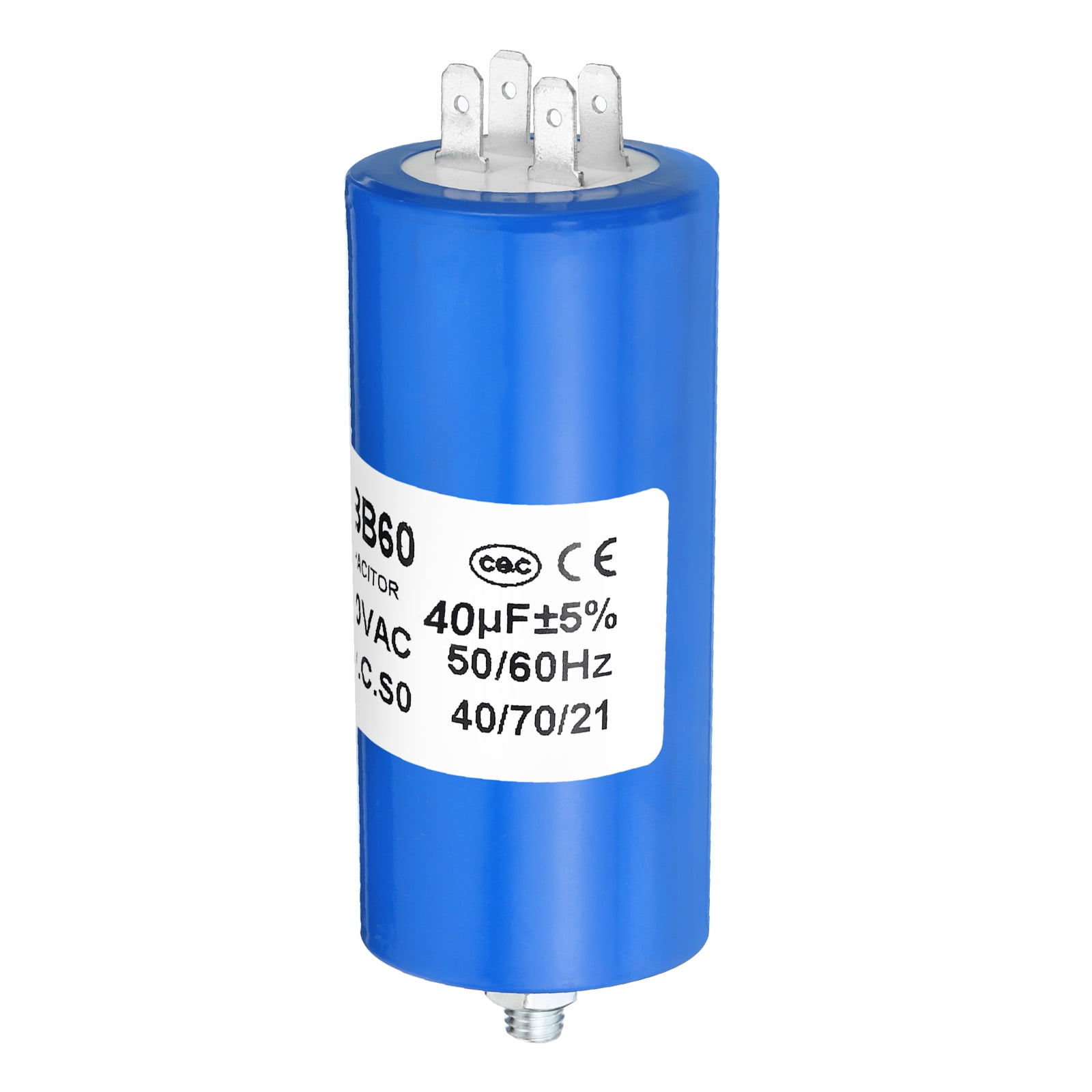 CBB60 40uf Running Capacitor,1Pcs AC 250V 4Pins 50/60Hz Cylinder Bottom ...