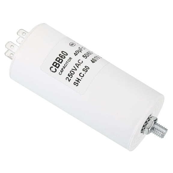 CBB60 40uf Running Capacitor,AC 250V 4 Pins 50/60Hz with M8 Screw for Washing Machine