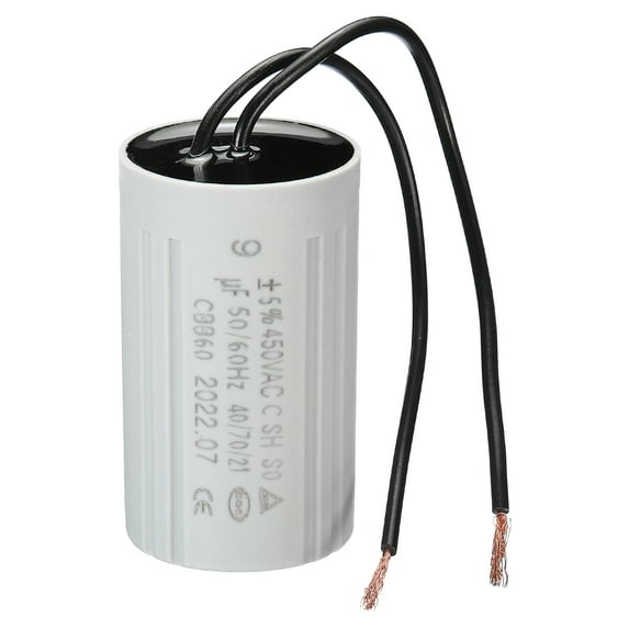 CBB60 9uF Running Capacitor, AC 450V 2 Wires 50/60Hz Cylinder 60x35mm for Motor Start