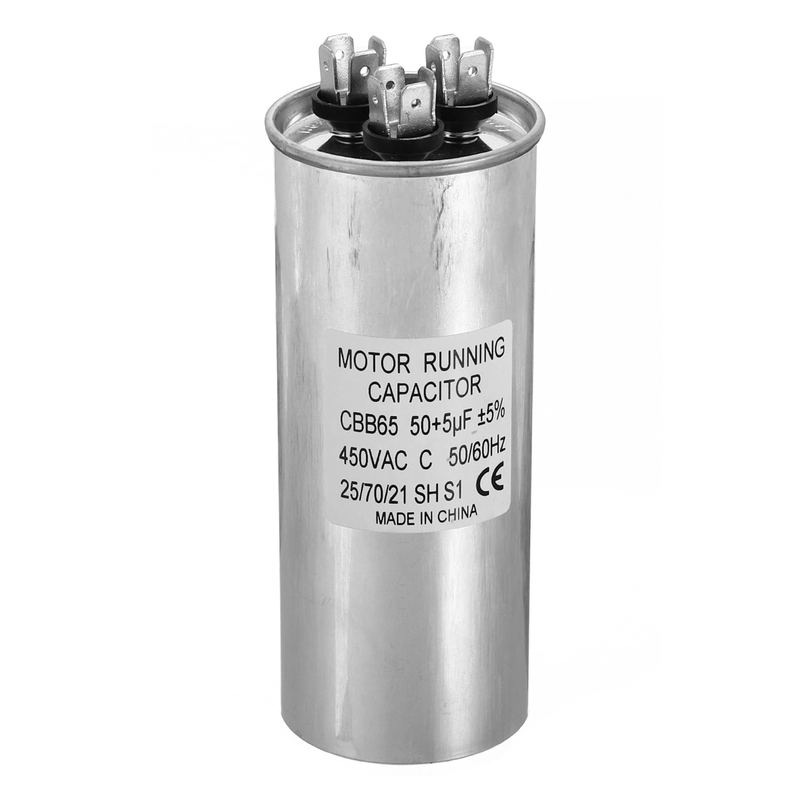 Condensateur CBB65 55+5µF 450V - Aluminium, 3 Terminaux, Dimensions 2.15x4.88 Pouces, Neuf En Emballage