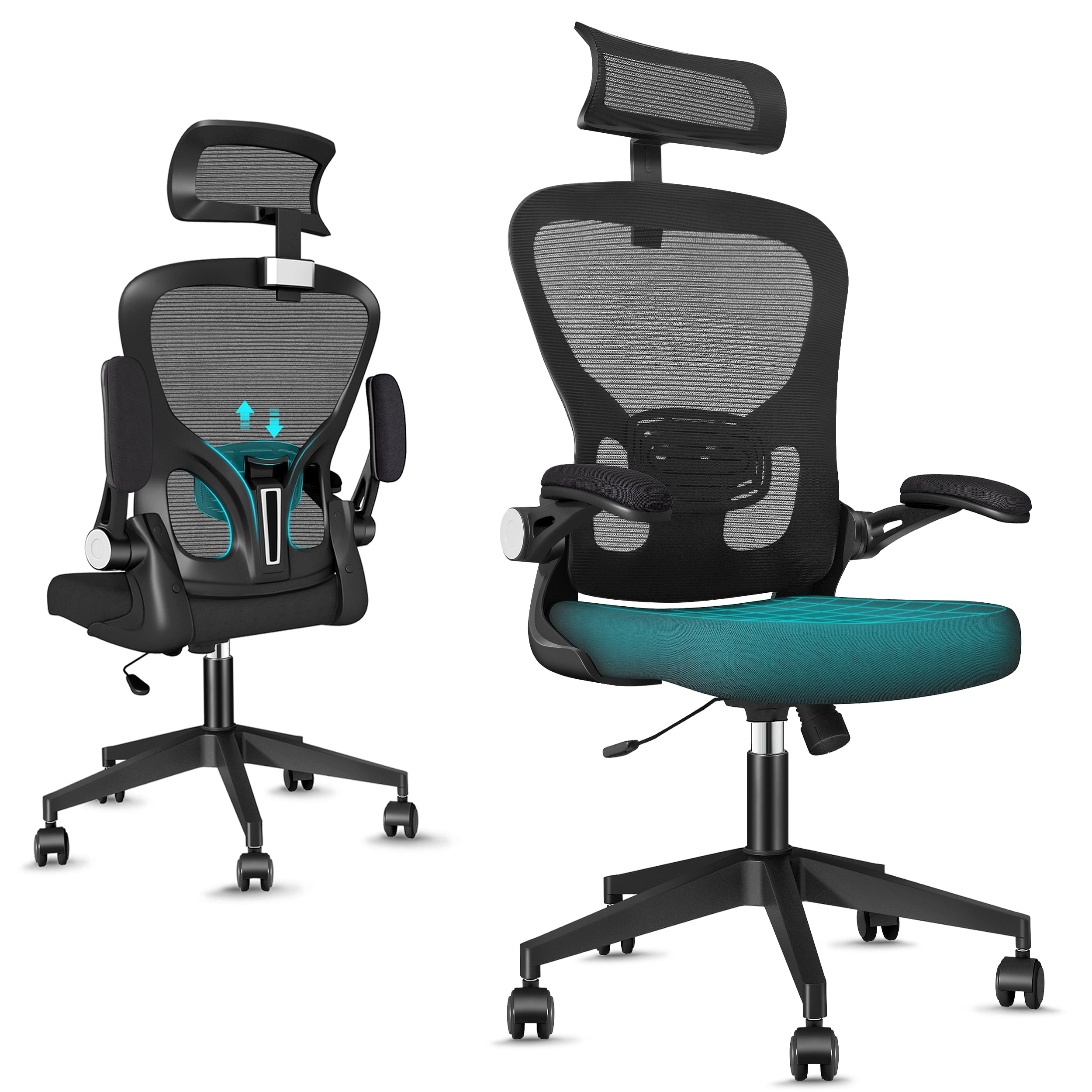 CBBPET Office Chair, Desk Chair with Adjustable Lumbar Support and Flip