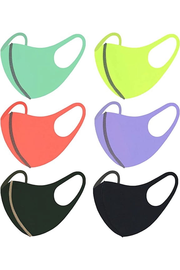 6 Pack - Unisex Neon Solid Color Reusable Cloth Face Mask