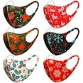 thumbnail image 1 of CBC Crown Adult 6 Pack Christmas Patterned Snowflakes & Poinsettia Reusable Cloth Face Mask Set, 1 of 4