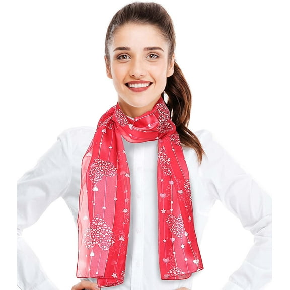 CBC Crown Hearts In Hearts Valentines Day Theme 13" x 60" Silk Feeling Scarf