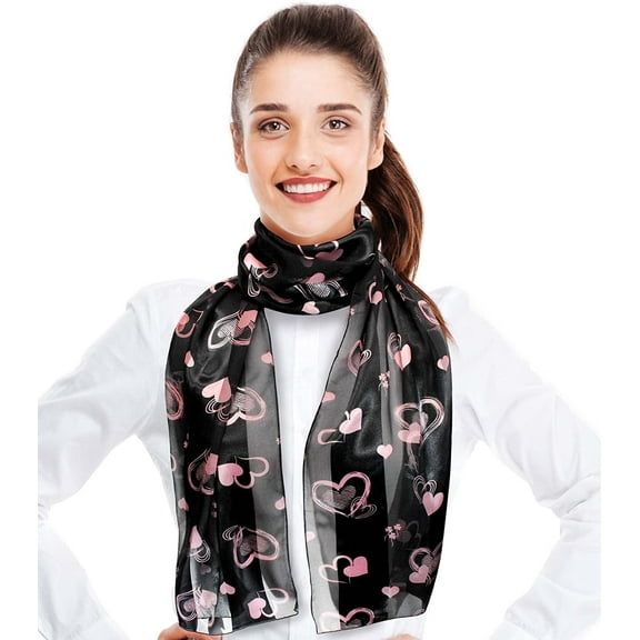 CBC Crown Lovely Valentine Heart Valentines Day Theme 13" x 60" Silk Feeling Scarf