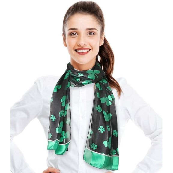 CBC Crown Two Tone Shamrock St. Patrick's Day Theme Scarf - Silk Feeling Scarf