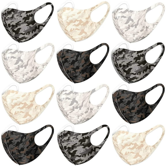 CBC Crown Unisex Children's 12 Pack Camouflage Print Reusable Cloth Face Mask