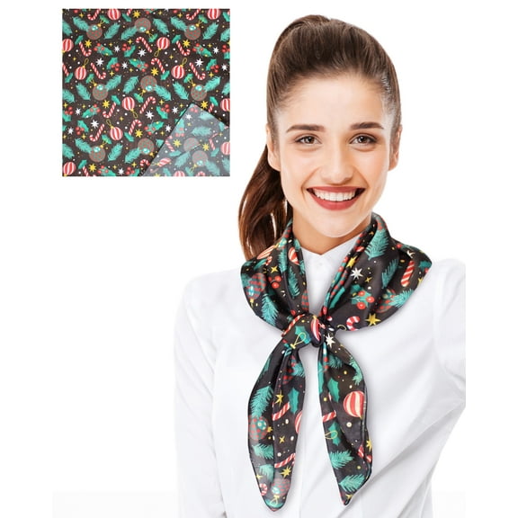 CBC Crown Women's Christmas Theme Lightweight Soft Silk Feeling Scarf 35" x 35" or 21" x 21"